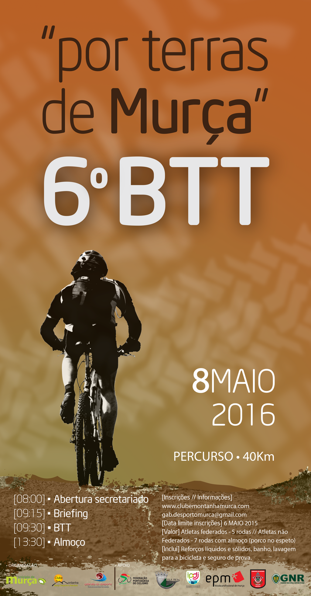 cartaz 6.&ordm; Passeio BTT "por Terras de Mur&ccedil;a" a 8 de maio