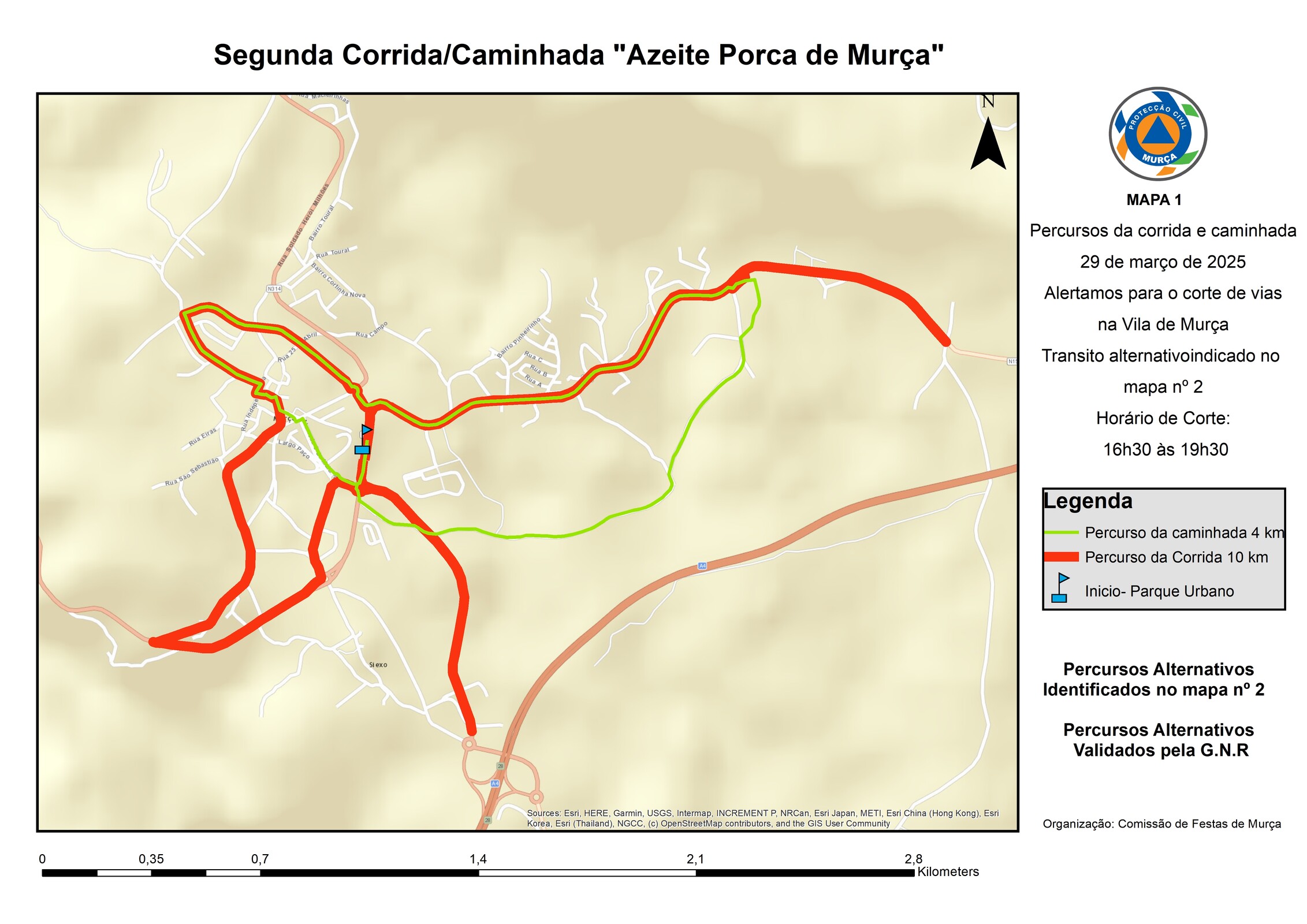 Aviso: Cortes e condicionamento de vias para a realização da 2.ª Corrida e Caminhada “Azeite Porc...