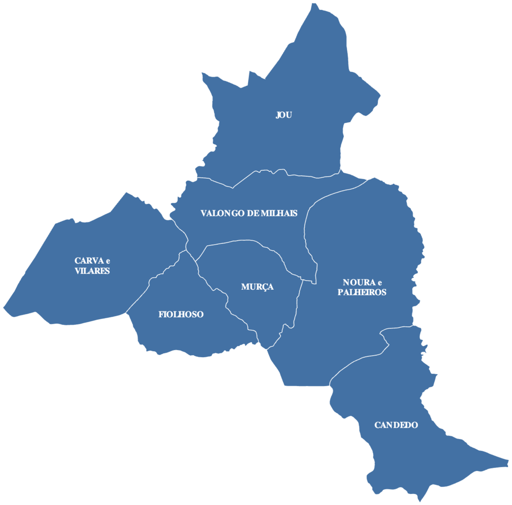 Mapa do Concelho de Mur&ccedil;a com indica&ccedil;&atilde;o das Freguesias (mais informa&ccedil;&atilde;o abaixo)