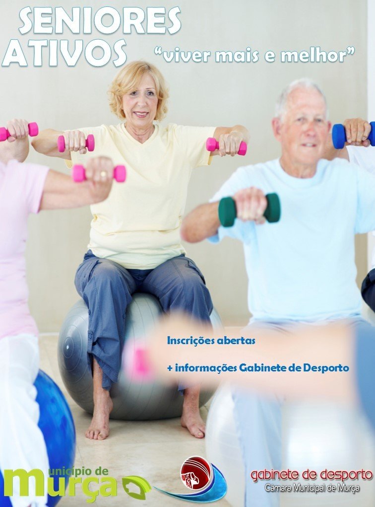 cartaz  "aulas de gin&aacute;stica para a popula&ccedil;&atilde;o s&eacute;nior"